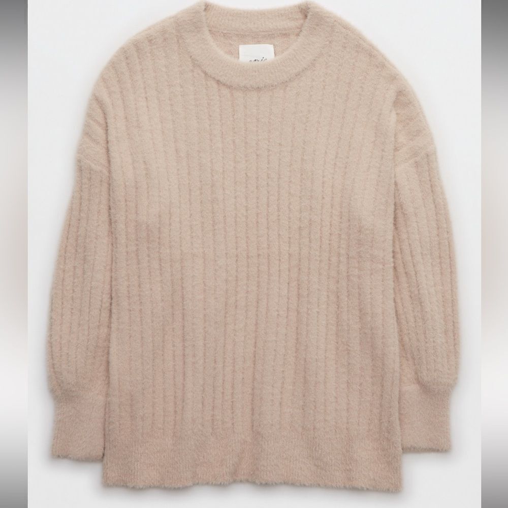 AERIE | Buttercream Soft Crew Tunic Sweater in Cappuccino | M - Picture 3 of 7